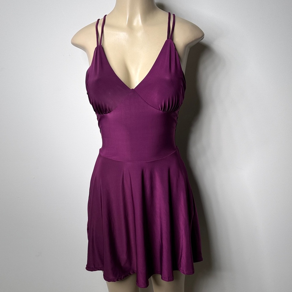 Roma Plum Double-Strap Mini Dress
